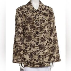 St. John‎ Brown Beige Knit Jacket Button Front Career Wear Size M